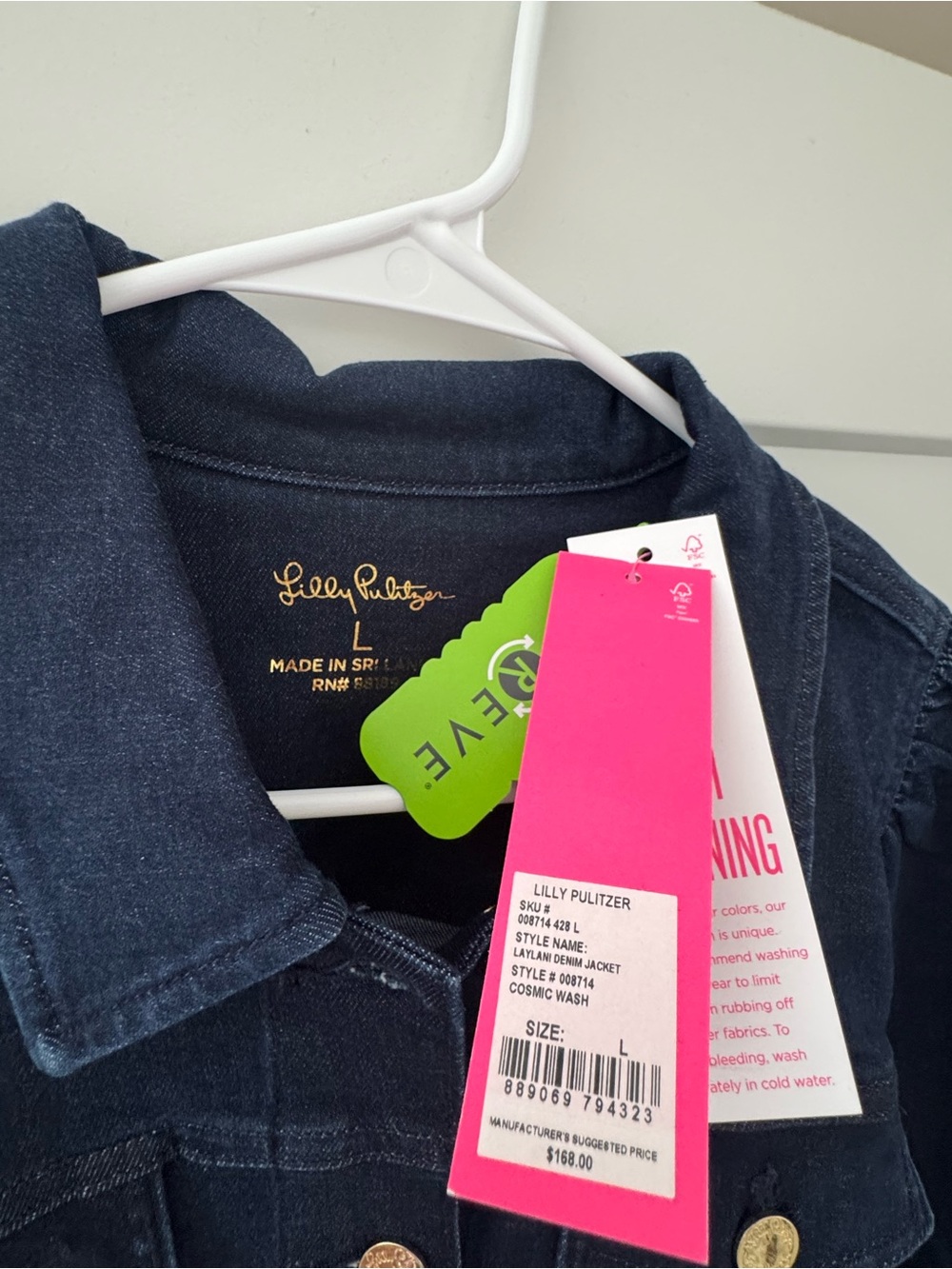 Lilly Pulitzer Laylani Navy Denim Jacket with Gold Buttons - Picture 2 of 2